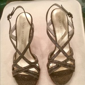 NWT Stuart Weitzman Axis Heels Metallic; Sz 6